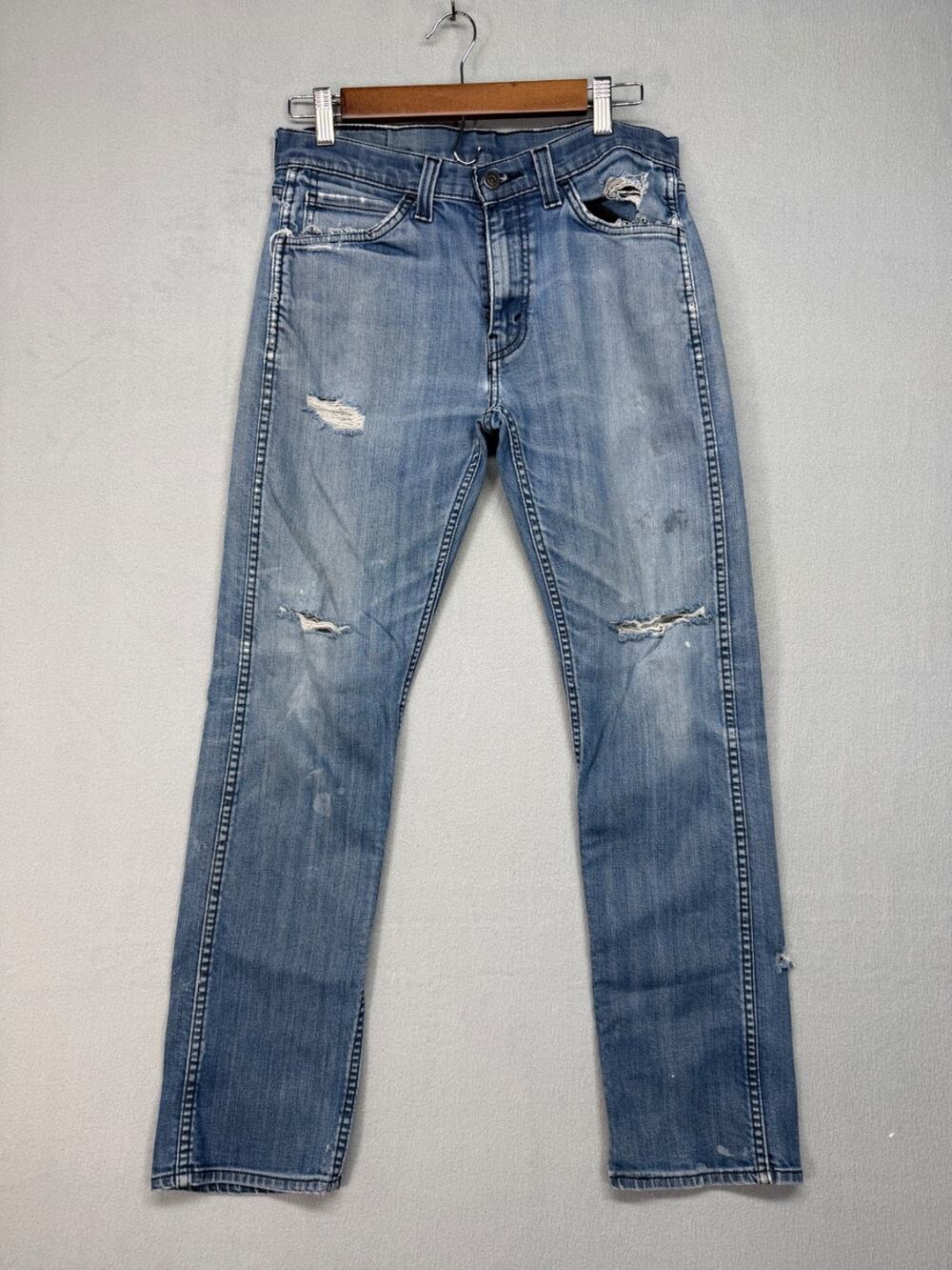 Levi’s 511 Slim Jeans Mens 31x32 Light Wash Distressed Stretch Denim Pants